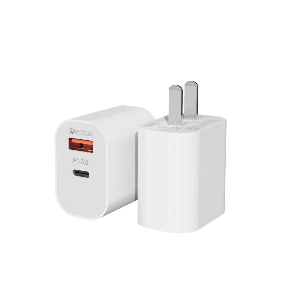 20w dual-port usb-c & lightning charger - multi-port fast charging adapter - wholesale