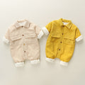 Newborn baby romper set - autumn/winter thickened cotton-padded jumpsuit for warmth, fleece-lined outerwear