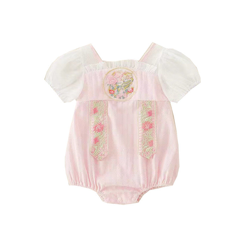 Baby clothes summer romper lightweight newborn bodysuit girl's summer fashion jumpsuit full month hundred days princess outfit