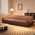 Bean bag sofa american retro oil wax living room medieval style three-person straight row small apartment first-layer cowhide sofa furniture