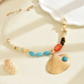 Wholesale seashell pendants for fashion & european cross-border jewelry: colorful crushed stone design, unique alloy seashell pendant necklaces for women