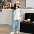 Girls' spring/autumn fashion set: stylish two-piece outfit for older girls - trendy sweatshirt and popular jogger pants