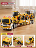 Kids double-layer fire flatbed transport truck large size resistant to falling engineering trailer container toy inertia car model boy
