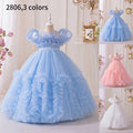 Ready-to-ship girls' evening gown long tulle dress flower girl wedding dress birthday party piano recital sweet elegant princess dress