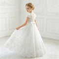 Amazon cross-border girls' dress - white minimalist style fashionable lace patchwork children's dress - new summer collection