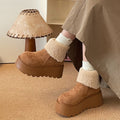 Thick sole heightened snow boots women's 2025new arrivalwinterfleece-linedheattech furry short bootsfashion ugly cute big toe cotton shoes