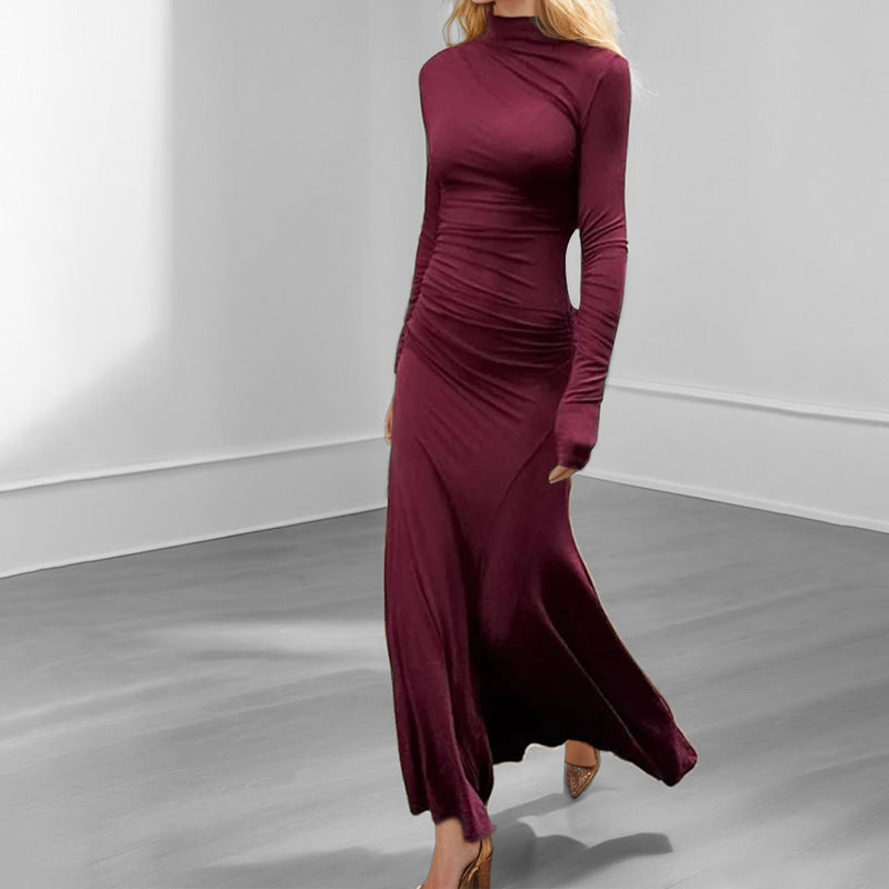 cross-border european and american women's clothing: summer dresses for women, light luxury high-end solid color french style dress 661