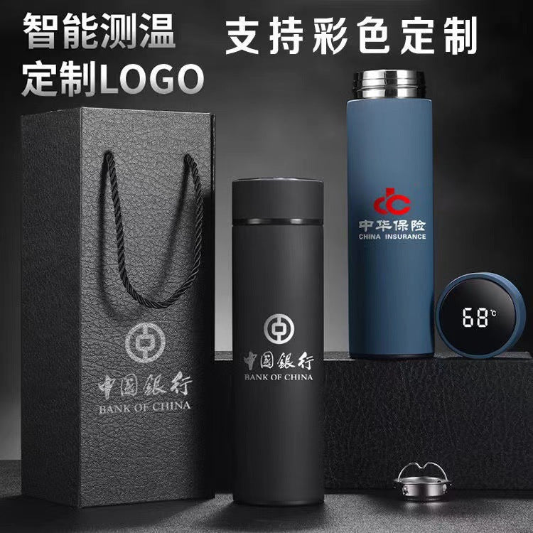 Digital display 316 stainless steel thermos - smart temperature monitoring, straight cup design, business gift, promotional water bottle with custom logo