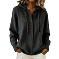 european and american button-down knit hoodie cardigan - new autumn/winter collection - solid color casual fashion women's outerwear