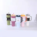 New arrival high-looking ice cup 304 stainless steel ice cup personalized coffee double drinking straw thermos cup wholesale