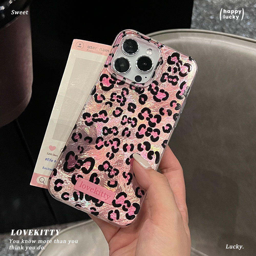 New pink and black leopard print phone case for apple 16 pro max, anti-drop iphone 17 fashionable trendy protective cover