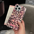 New pink and black leopard print phone case for apple 16 pro max, anti-drop iphone 17 fashionable trendy protective cover