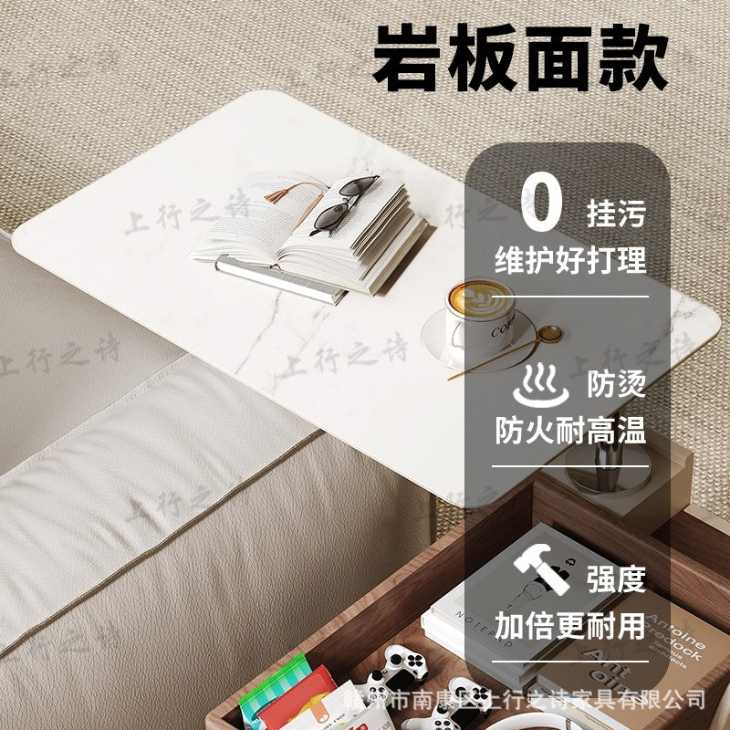 Popular movable coffee table casual small apartment modern light luxury sofa living room adjustable for home trolley side table slate