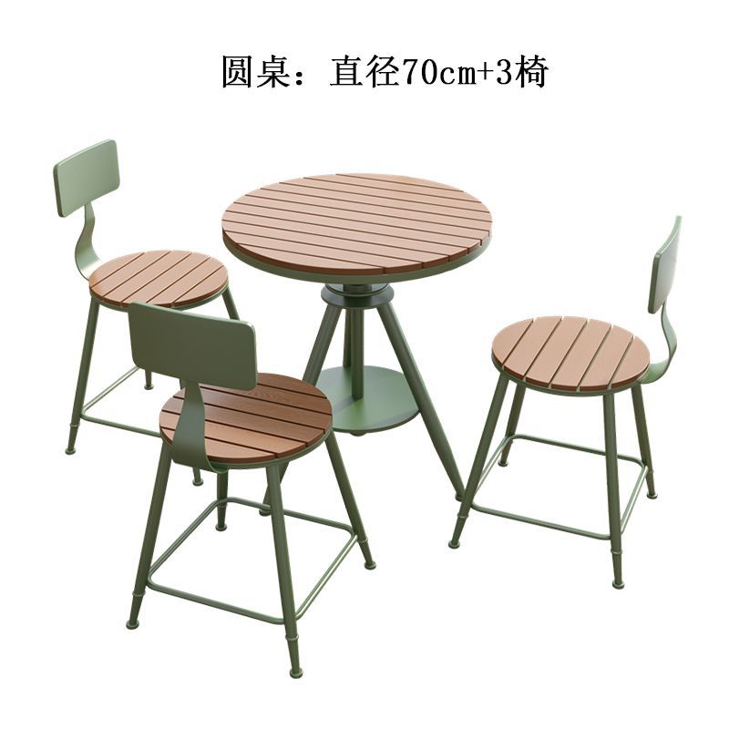 Outdoor casual dining set - waterproof & sun-resistant table and chairs - two chairs included - balcony adjustable round table