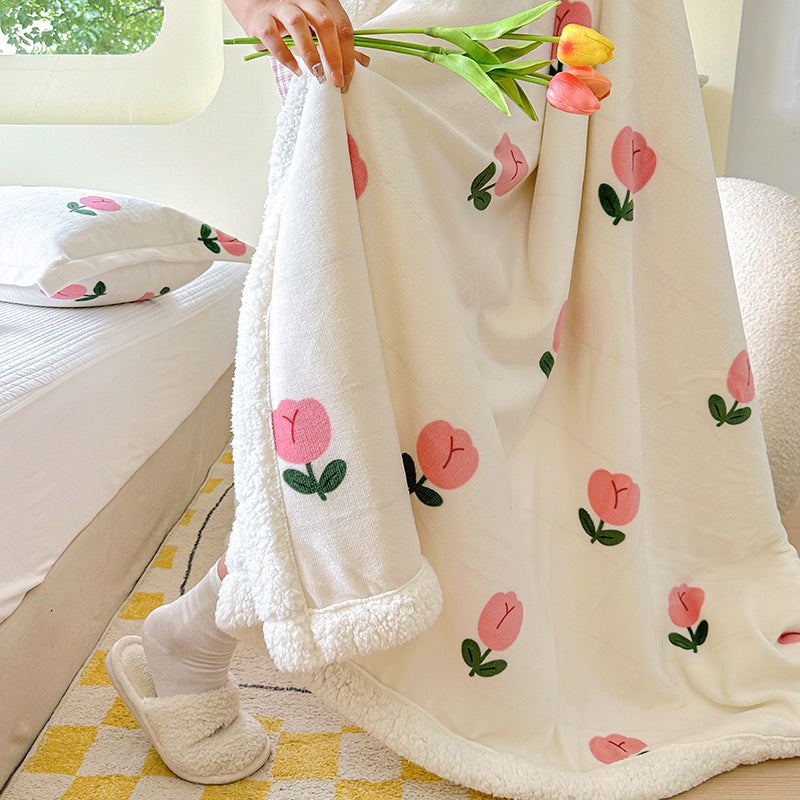Winter Flannel Blanket Thickened Warm Lamb Fleece Blanket Office Nap Coral Fleece Blanket Milk Fleece Blanket