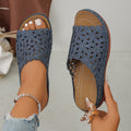 summer new arrival: plus-size women's casual comfort floral cutout slip-on flat sandals - wholesale