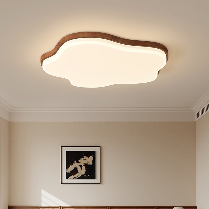 Wood grain wabi sand wind bedroom log wind ceiling light household master bedroom light simple wind eye protection walnut color study light