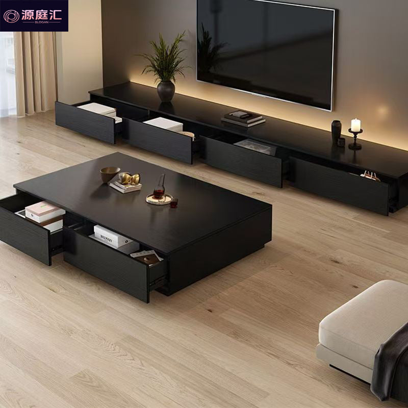 Wabi-sabi style solid wood luxury coffee table living room 2025 new arrivalfor homeaccessible luxuryclassy small apartment coffee table tv cabinet
