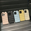 3d cat ear striped case for apple 17 pro max iphone 16 - large hole side cat paw soft case