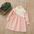 Girls' knitted sweater dress - new autumn/winter  collection - handmade floral detail, sweet winter dress