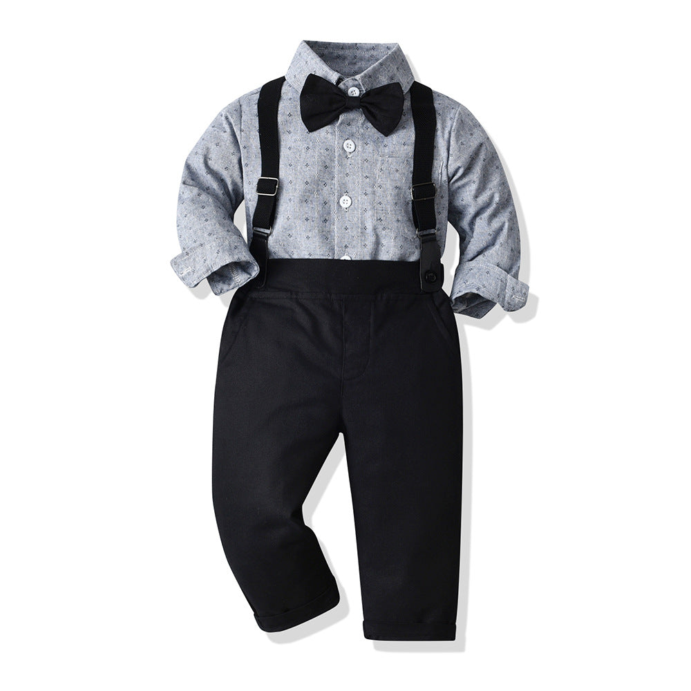 New arrival cross-border kids wear boys middle and big kids suitlong sleeves shirt overalls gentleman's first birthday dress