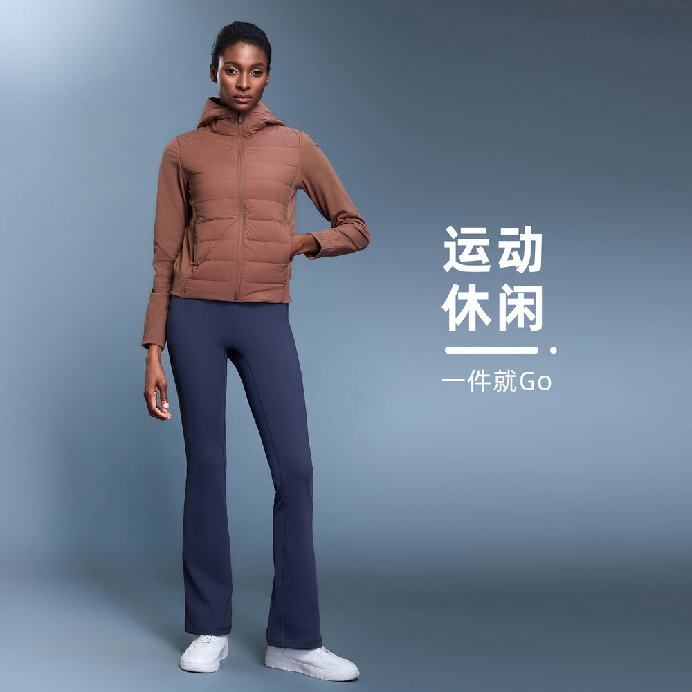 High-waisted, stretchy yoga pants for women, perfect for fall and winter. these fleece-lined, slightly flared pants offer tummy control, a slimming effect, and are ideal for sports and fitness. model: dl204-2