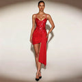 C7691 cross-border   fashion women's sexy strappy sequin cutout bodycon dress