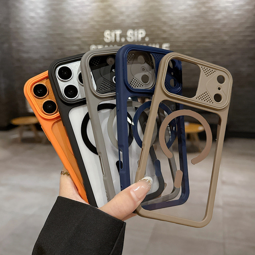 Highly permeable magnetic suction instantly turns into 17 large windows for heat dissipation, suitable for iphone 17pro anti-fall mobile phone case, apple 16 creative case