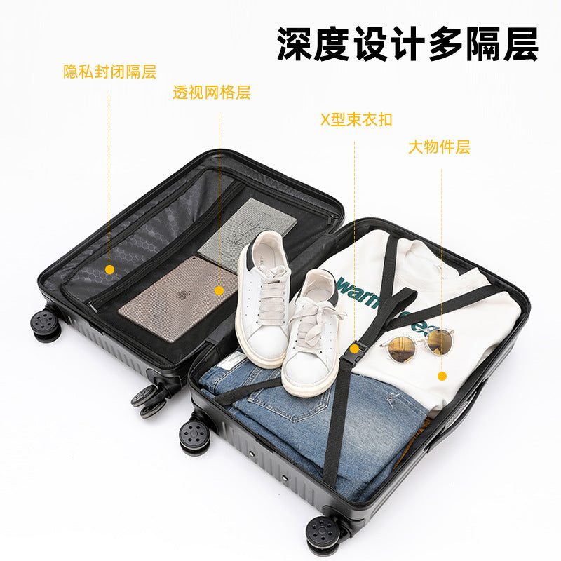New suitcase 24-inch anti-drop trolley case 20-inch boarding case with front opening, suitcase universal wheel password case
