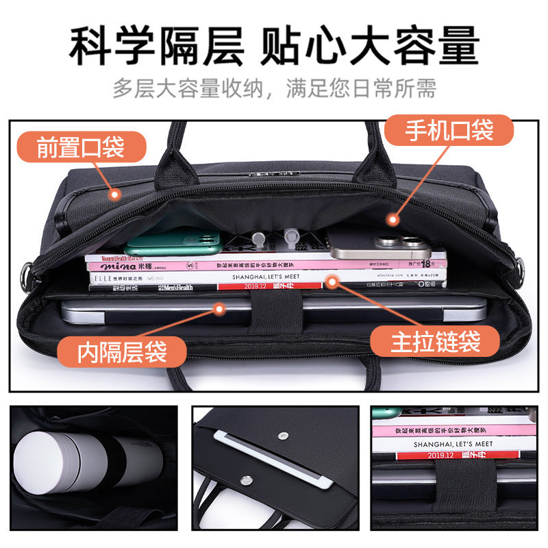 Large capacity men's tote bag document bag shoulder strap business file waterproof briefcase canvas briefcase portfolio