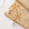 Wholesale faux pearl earrings - european & american style, starfish dangle earrings for women, unique & exaggerated, niche & affordable luxury, autumn/winter gold stud earrings