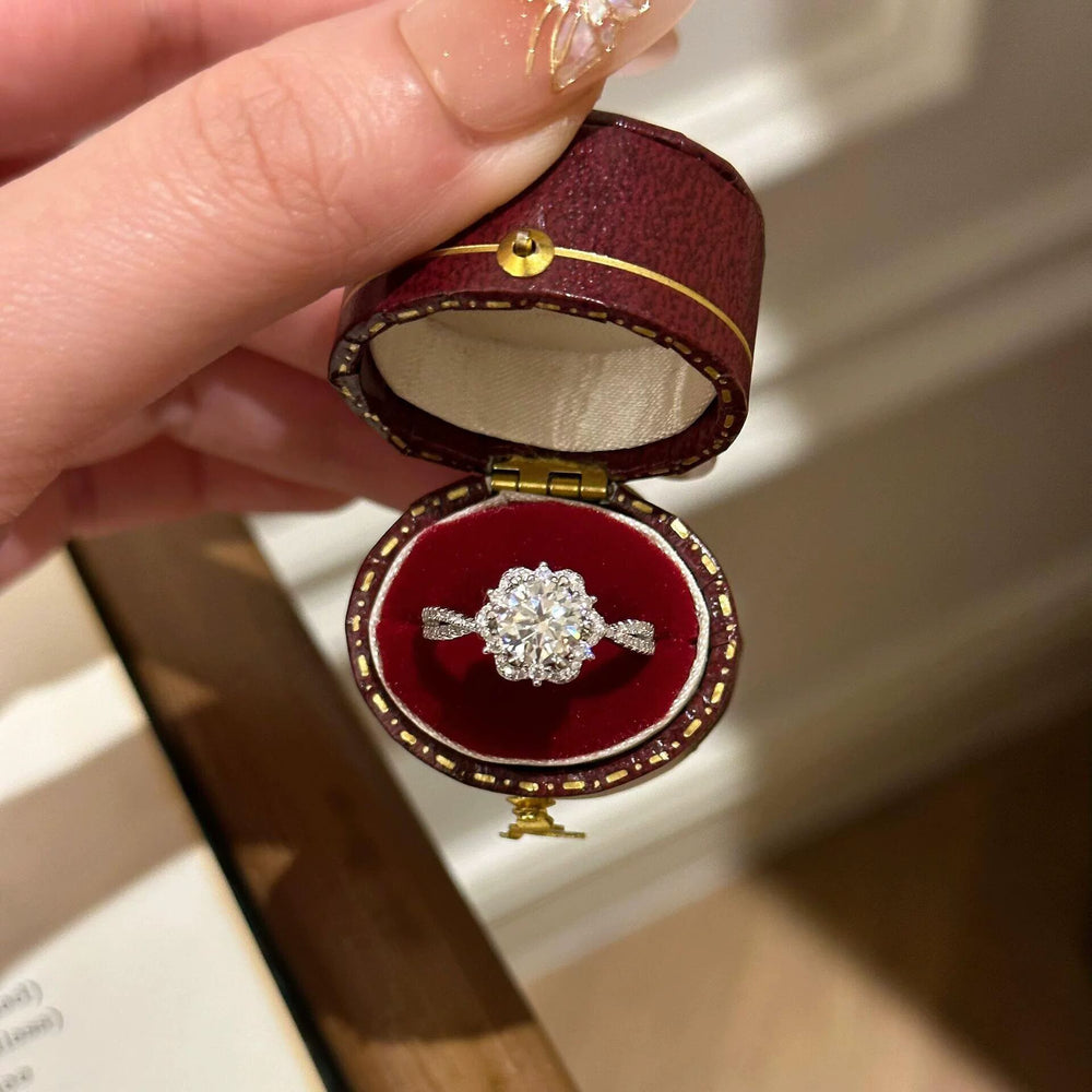 Ins style k-style flower bud sugar cube ring niche design accessible luxury high-end index finger ring popular hand jewelry wholesale