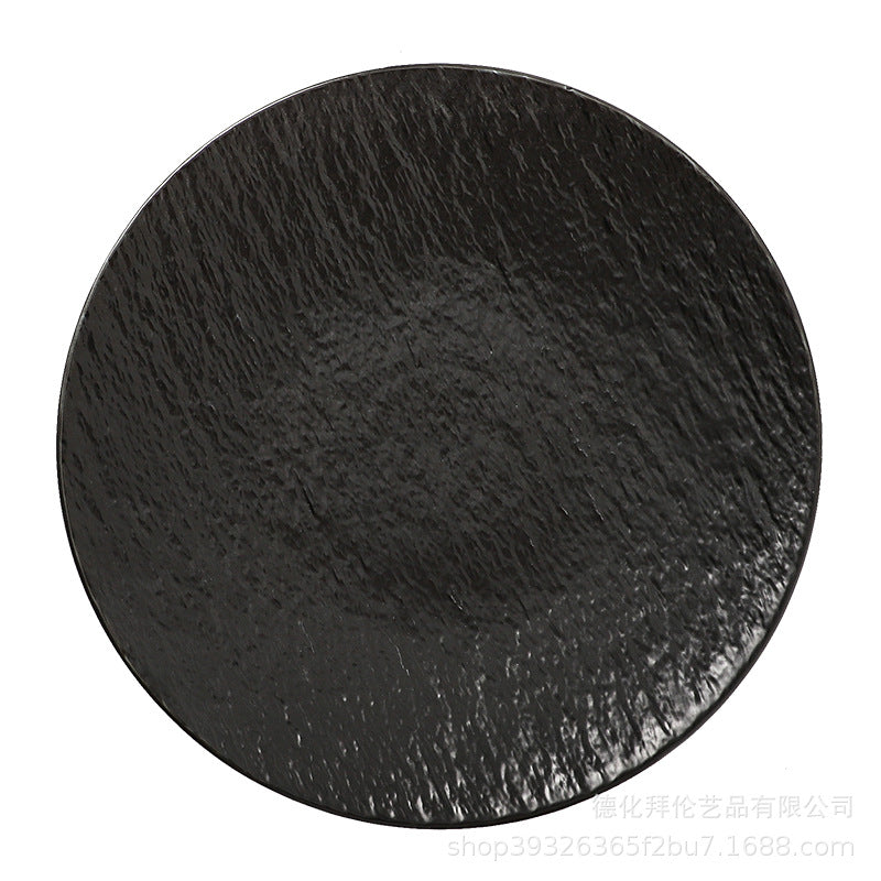 Embossed stone texture plate - steak plate for hotel & restaurant use - creative ceramic western dinner plate for home - pasta plate