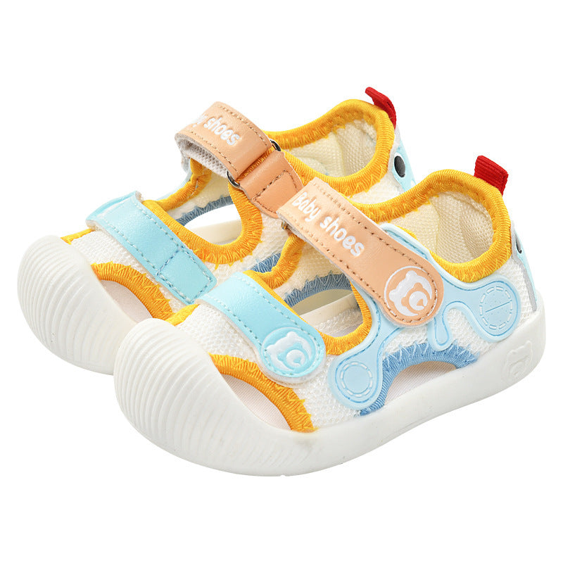 Baby sandals for girls, summer first walker shoes, 0-1-2 years old infant anti-slip soft sole mesh shoes for babies and toddlers, boys' shoes