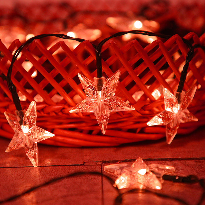 Cross-border new LED solar star light string outdoor waterproof garden decoration led bubble star color flash light string