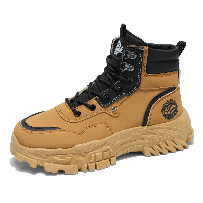 2026 new work boots: casual, versatile, slip-resistant, waterproof martin boots - british style outdoor trendy chunky platform yellow boots