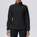 New women's solid color fleece-lined pocket stand collar zip-up casual sports jacket for running, fitness, and yoga