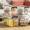 Transparent extra-large storage bin with lid - plastic household clothes organizer - oversized storage and organization box