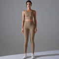 All-in-one high-strength shockproof yoga vest suit nude antibacterial inner elastic sports fitness two-piece set for women
