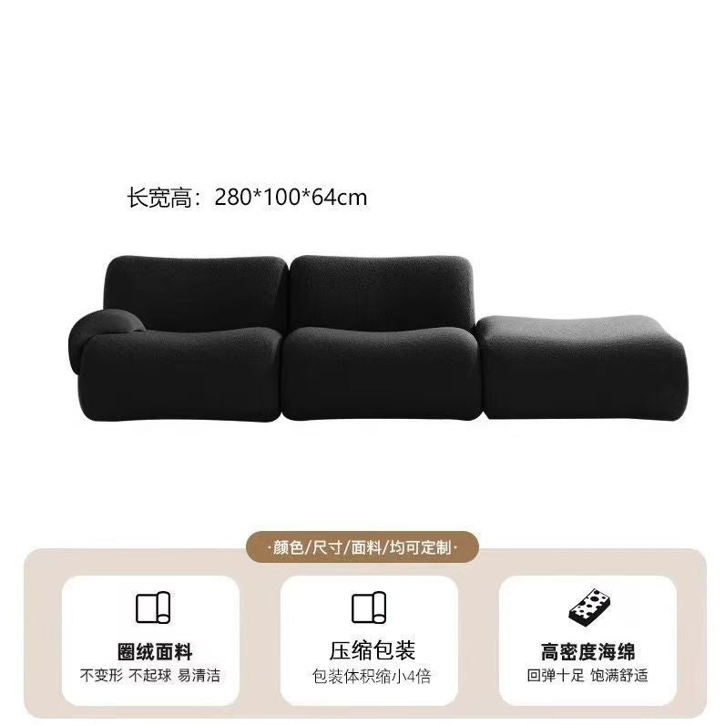 Compression sofa module sofa light luxury normcore style bamboo sofa small apartment straight row sofa bed