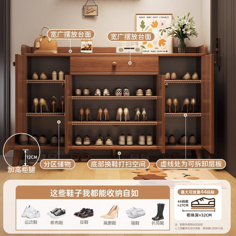 Solid wood core shoe cabinet household entrance 2025 new Chinese-style wall storage cabinet large-capacity indoor shoe rack