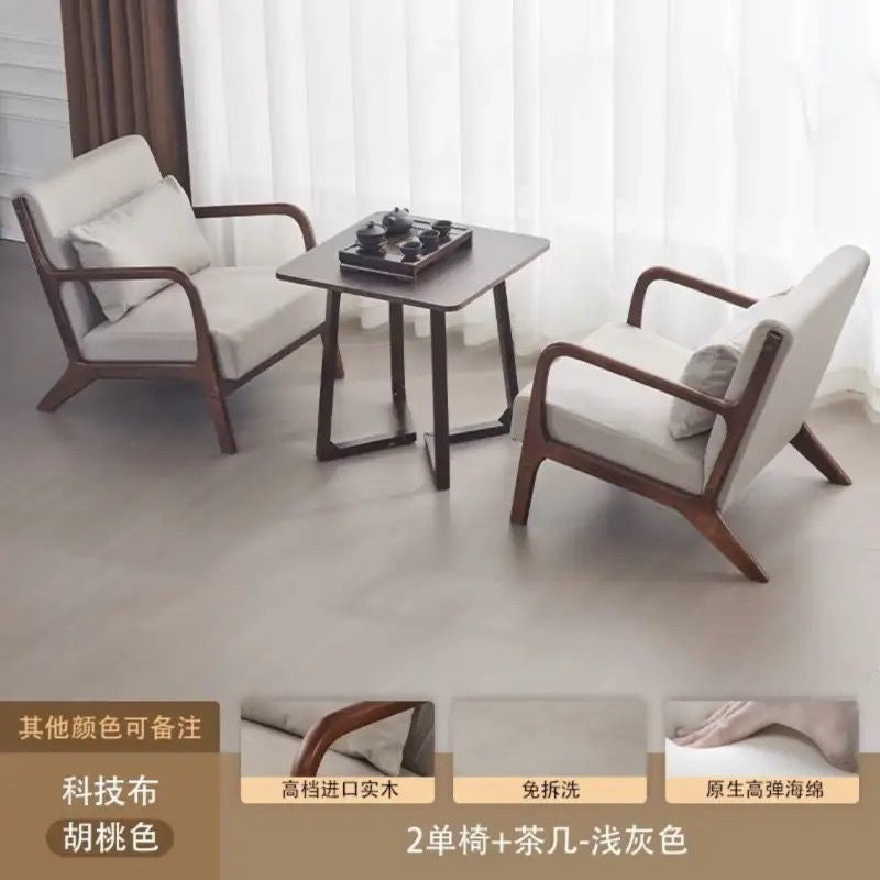 Balcony tea table and chair combination small apartment one table and two chairs household solid wood simple three-piece set reading and drinking tea cp