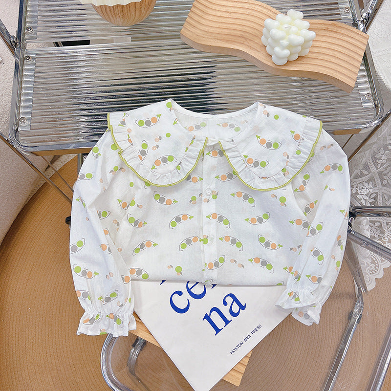 spring/autumn new collection: pure cotton shirt blouse for girls - peter pan collar, babydoll style, fresh & trendy outerwear/undershirt