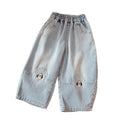 Spring new girls' trendy cartoon puppy jeans - stylish korean-style kids' pants for baby girls