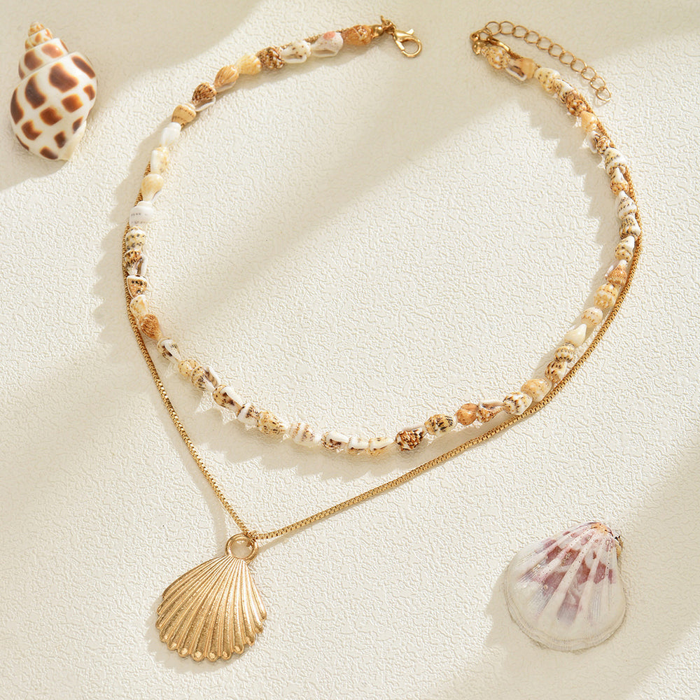 Shell pendant wholesale fashion cross-border clavicle chain female eleganteasiest for matchsense of design thin chain conch metal necklace