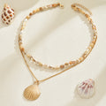 Shell pendant wholesale fashion cross-border clavicle chain female eleganteasiest for matchsense of design thin chain conch metal necklace