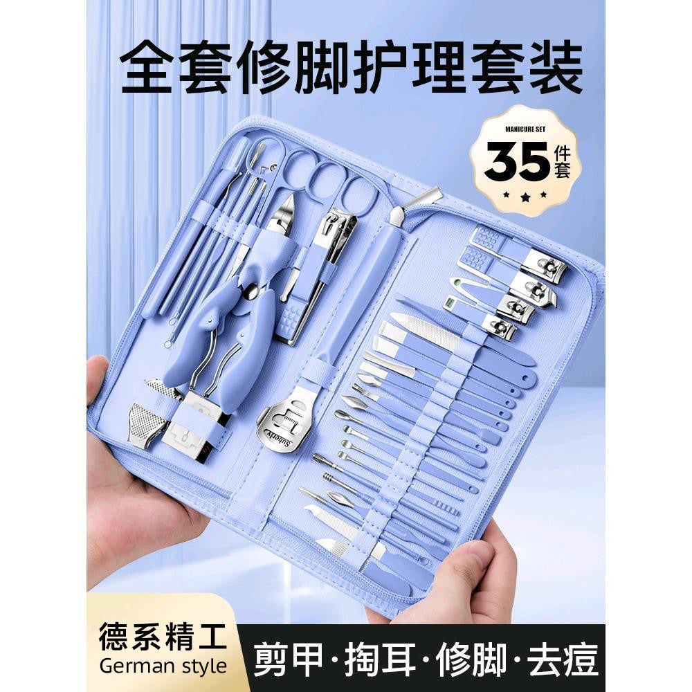 New nail clipper set - cuticle nippers, pedicure knife, pedicure file, manicure knife - 22 piece matcha green nail art tool kit