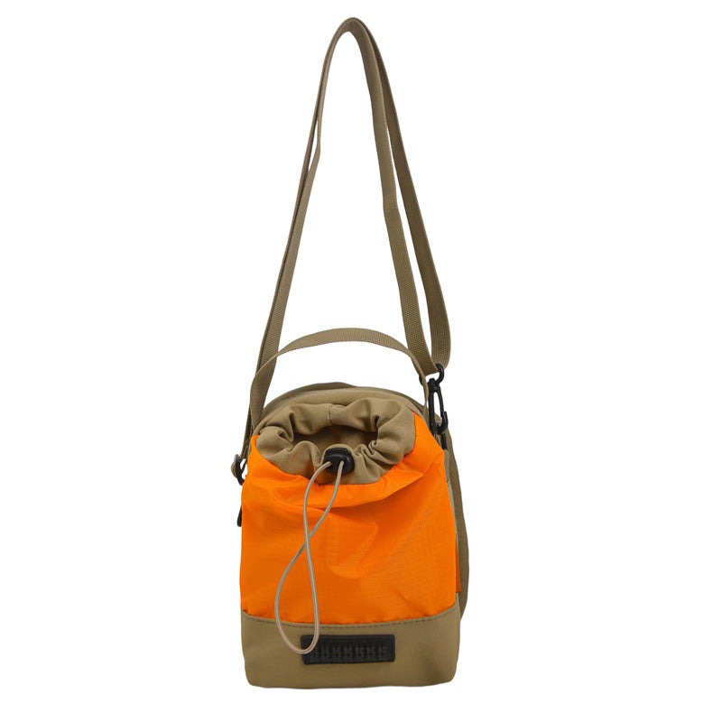 Foreign trade leisure shoulder bag Unisex color matching drawstring bucket bag Anti-splashing double compartment Lightweight portable messenger bag