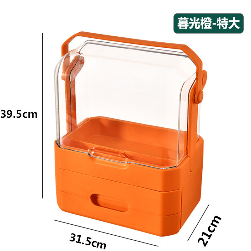 Luxury transparent dustproof cosmetic organizer - large capacity drawer-style storage box for skincare, lipstick, and jewelry
