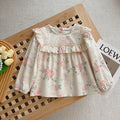 Girls'  autumn new arrival long-sleeve doll shirt with turn-down collar, spring/autumn chic embroidered blouse, korean style baby shirt, trendy